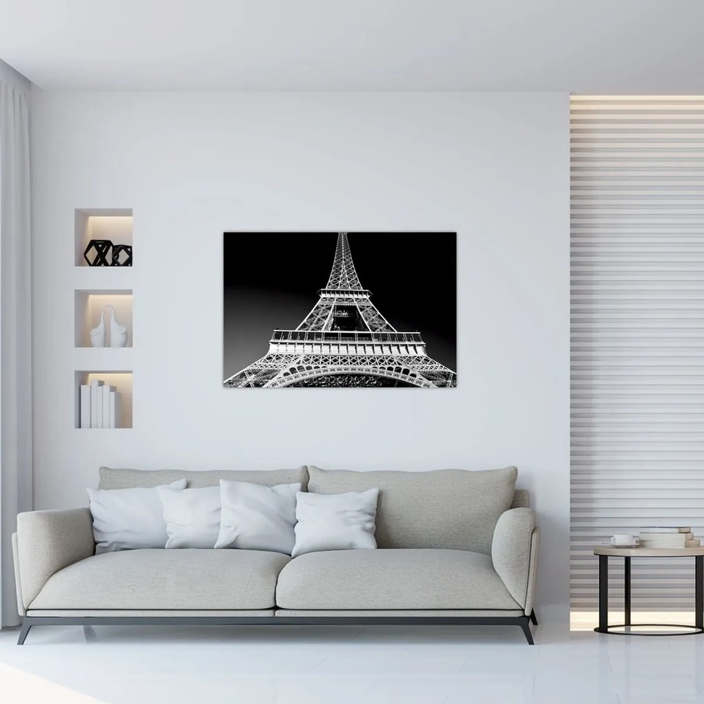 Kép - Eiffel-torony, fekete-fehér (90x60 cm)