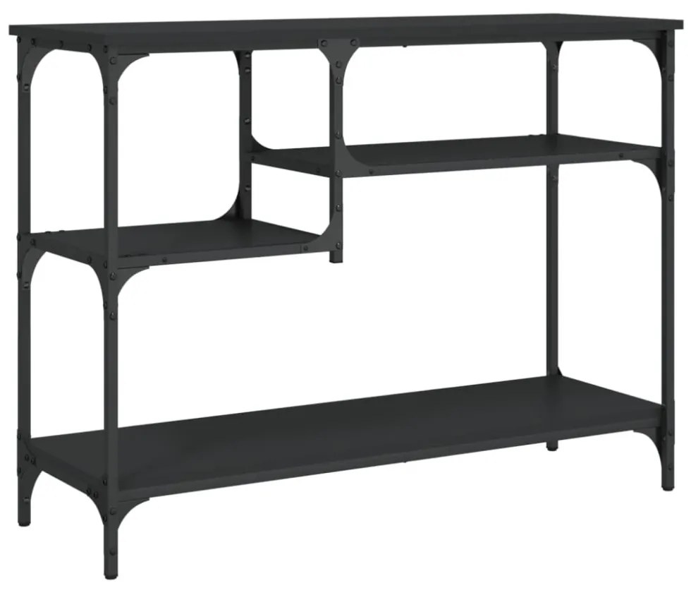fekete tálalóasztal polcokkal 100 x 35 x 75 cm