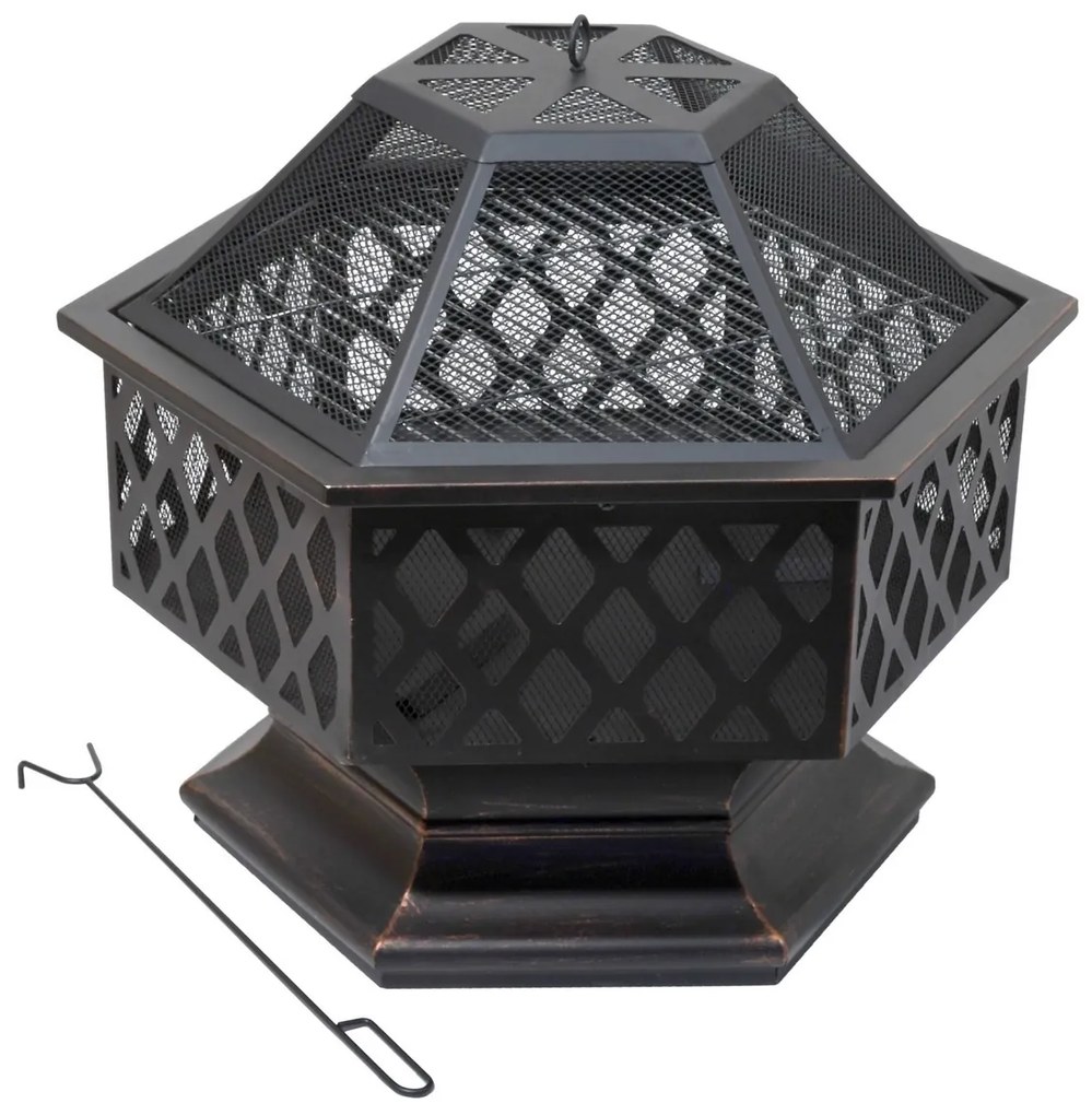 Cattara 13008 Hexagon fedeles tűzrakóhely, 60,5 x70 x 62,5 cm