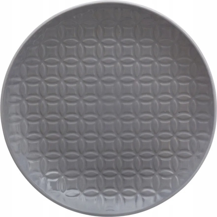 Kerámia Tányér Szürke Dombornyomott Mintás 21 cm