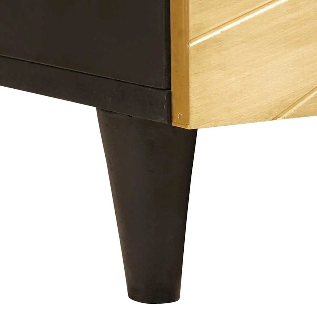 Dohányzóasztal Fekete és Arany 100 x 54 x 40 cm tömör mangófa