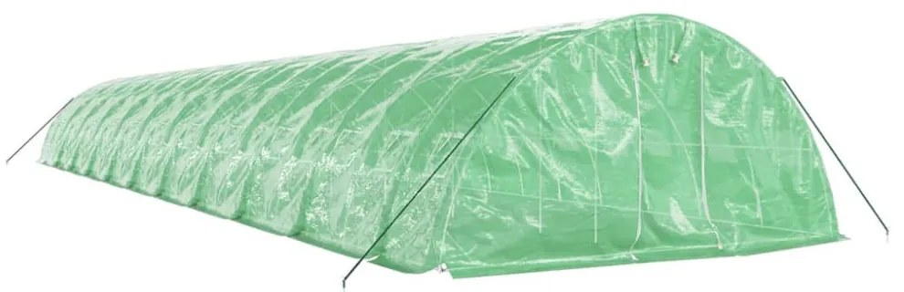 zöld acélvázas melegház 110 m² 22 x 5 x 2,3 m