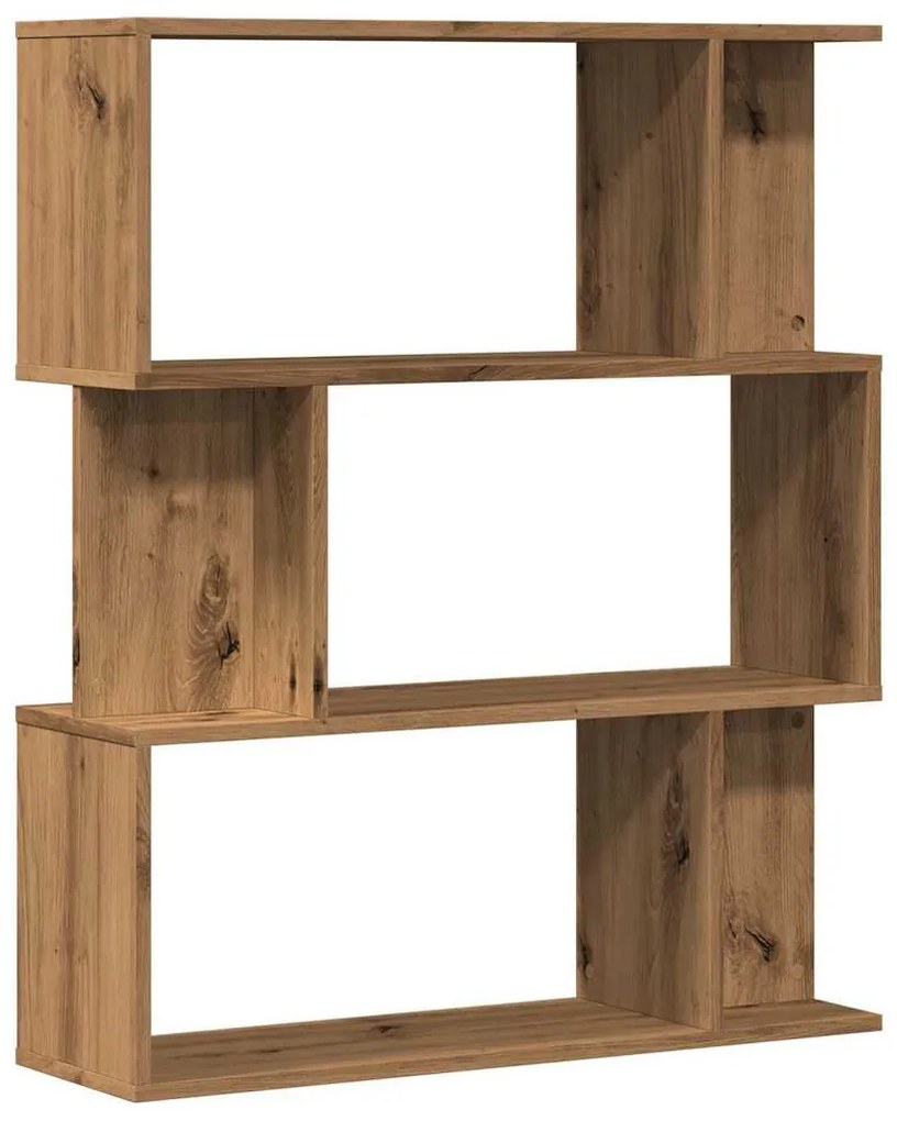 kézműves tölgy színű szerelt fa könyvszekrény 80x24x96 cm