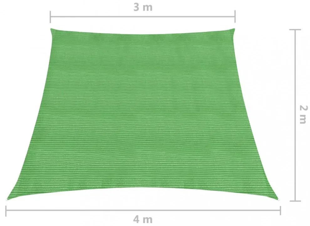 világoszöld HDPE napvitorla 160 g/m² 3/4 x 2 m