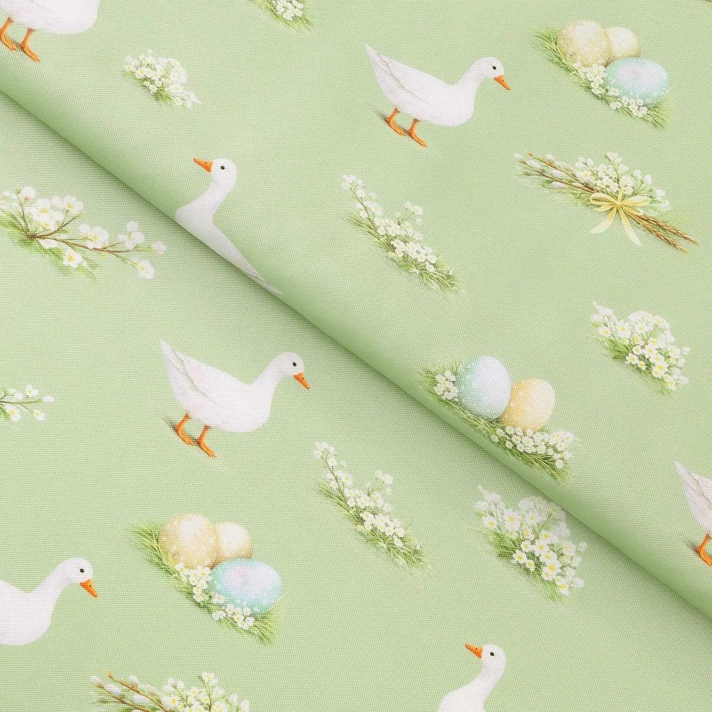Goldea húsvéti teflon szövet terítőknek - libák és húsvéti tojások 160 cm
