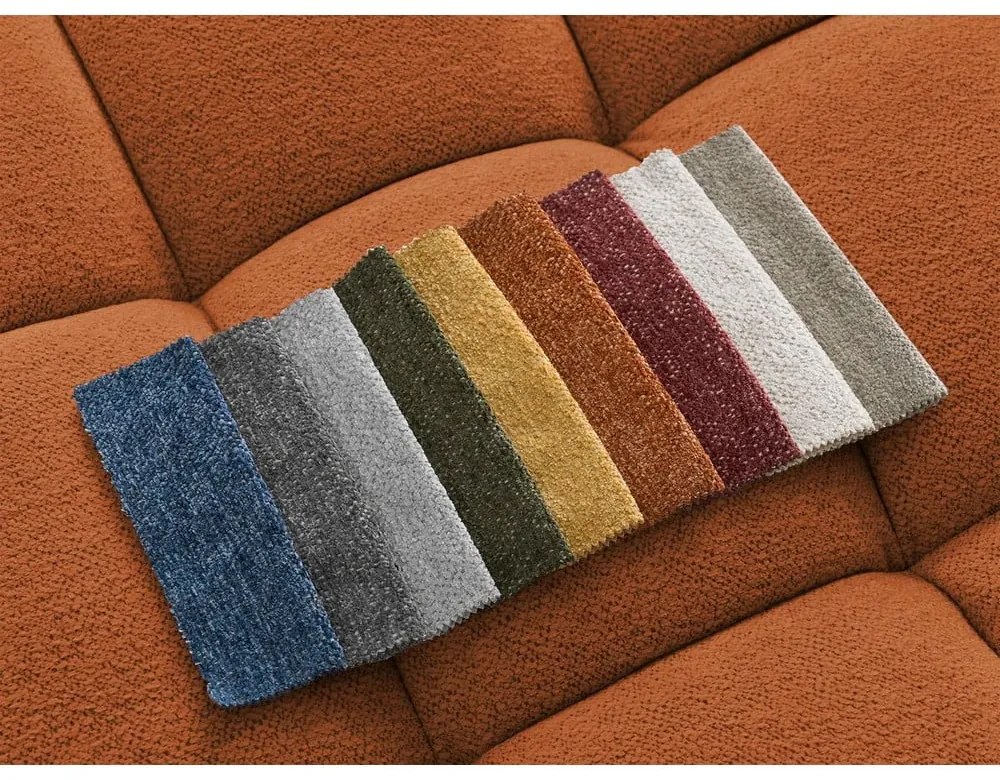 Terrakotta színű zsenília kinyitható-tárolóhelyes sarokkanapé (bal oldali-U alakú) Everest – Bobochic Paris