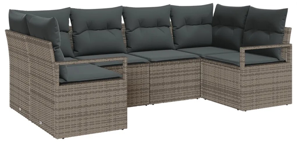 Kanapé Szett párnával 6 pcs Szürke polirattan