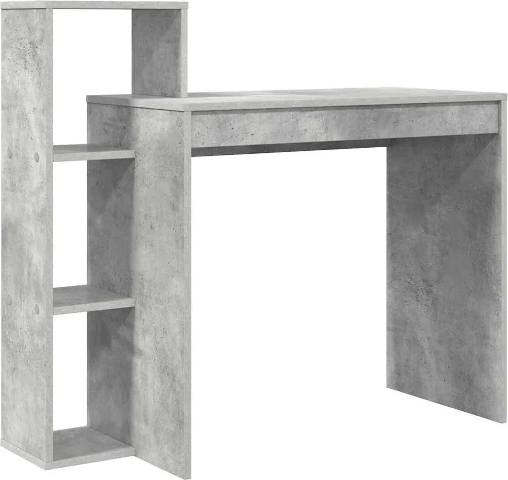 vidaXL Asztal polcokkal Beton Szürke 100 x 40 x 90 cm Faanyag