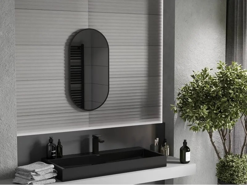 Mexen Loft ovális fürdőszobai tükör 75 x 40 cm, fekete keret - 9851-075-040-000-70