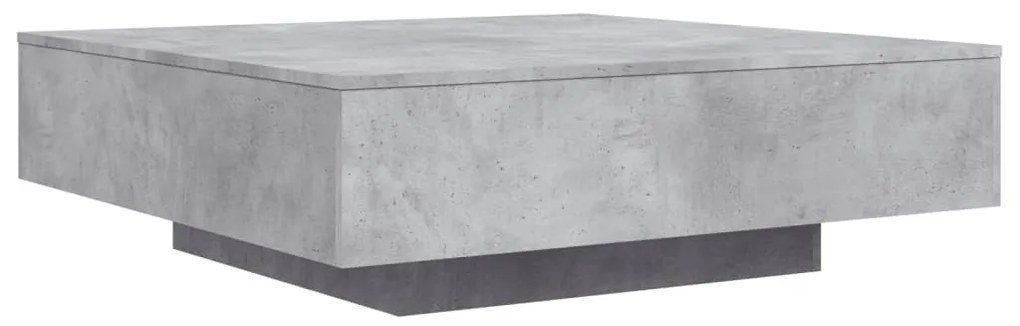 betonszürke dohányzóasztal LED-lámpákkal 100 x 100 x 31 cm
