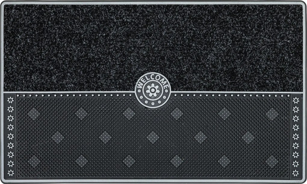 Lábtörlő Ezüst Fekete Tartós Ajtóvédő 45x75 cm