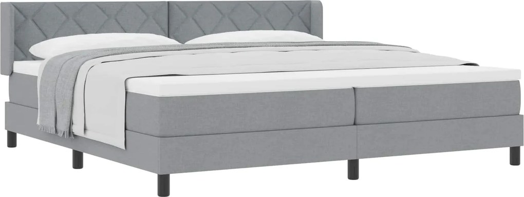vidaXL Boxrugós ágy matracmal Világosszürke 200 x 200 cm Poliészter