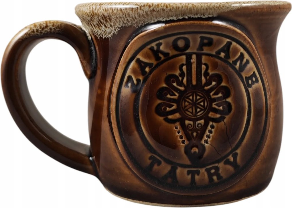 Kerámia Bögre 250 ML Barna-bézs fényes elásott Tátra