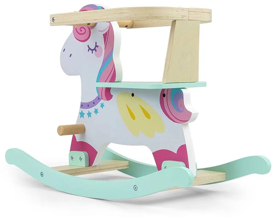 Fából készült hintaló háttámlával Milly Mally Lucky 12 Unicorn