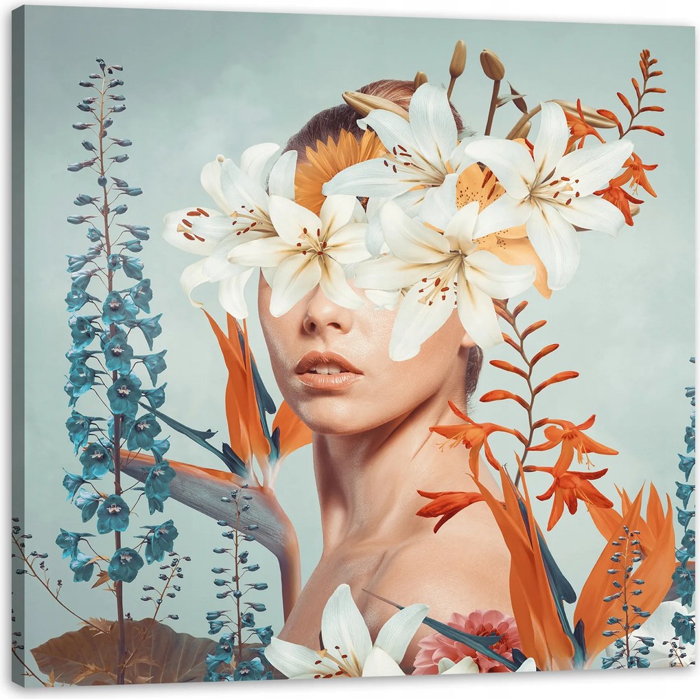Vászonkép Lány Szépség Virágok Természet 50X50 cm
