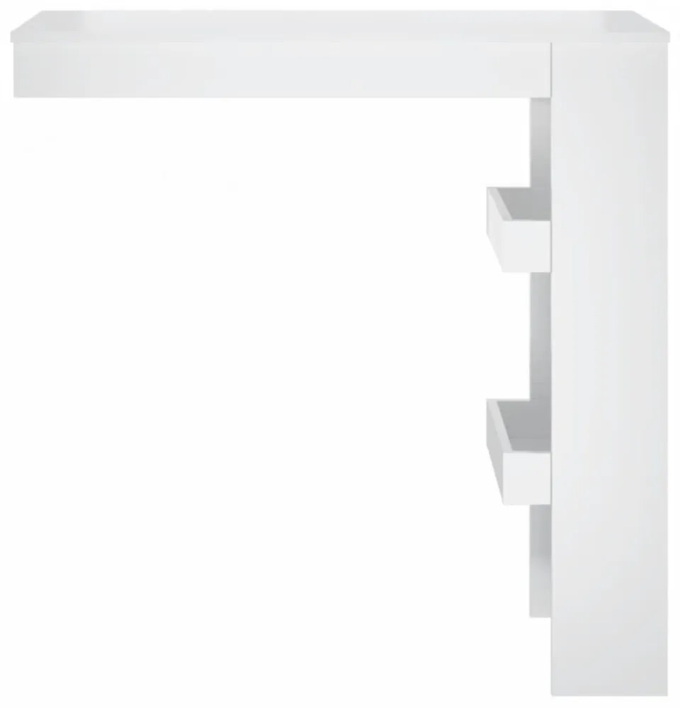 magasfényű fehér fatermék fali bárasztal 102 x 45 x 103,5cm