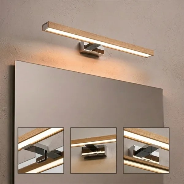 Brilagi-LED Fürdőszobai tükörvilágítás 3 az 1-ben WOODY MIRROR LED/12W/230V 60 cm IP44 króm/tölgy