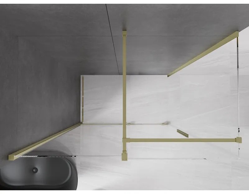 Mexen Velar, zuhanykabin tolóajtóval 160 (ajtó) x 85 (fal) cm, 8mm átlátszó üveg, arany matt, 871-160-085-01-55