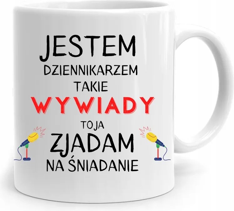 Riporter Újságíró Bögre Reggelire, fényképes nyomattal