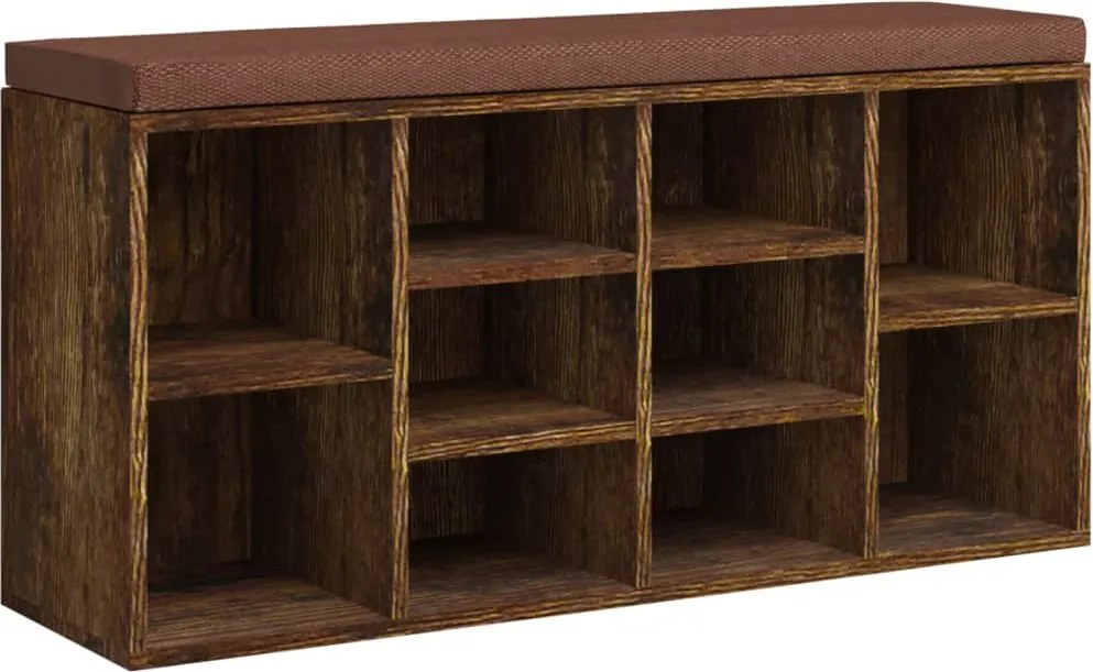 vidaXL füstös tölgy színű szerelt fa cipőtároló pad 103x30x48 cm