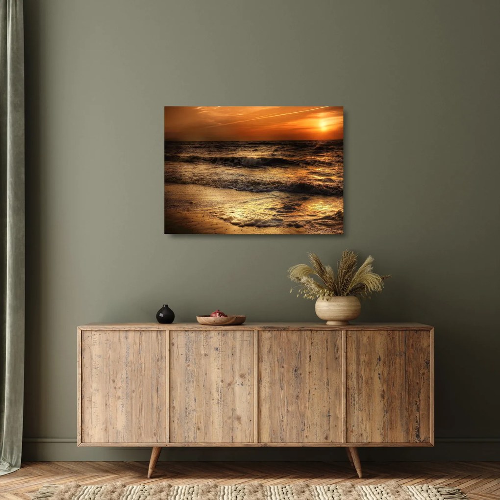 Kép - Hullámok a parton (üvegen) (70x50 cm)