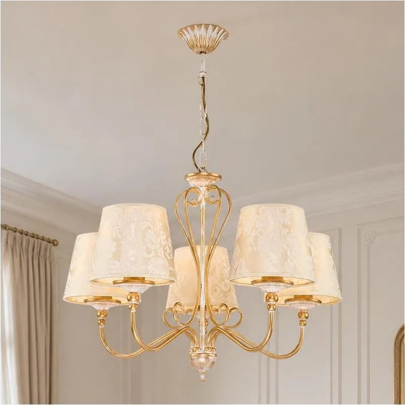 Brilagi - Láncos csillár SONIA 5xE27/15W/230V átm. 64 cm krémszínű/patina