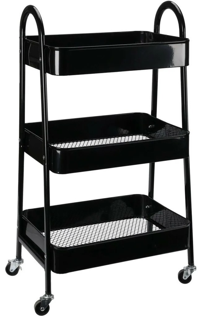Storage Solutions Konyhai fém kocsi 3 emeletes 44x 31,5 x 79,5 cm, fekete