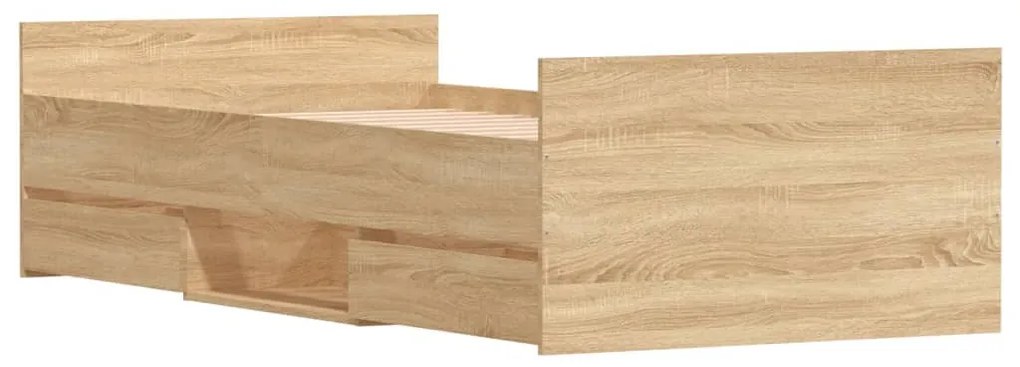 sonoma tölgy színű ágykeret fej- és lábtámlával 100 x 200 cm
