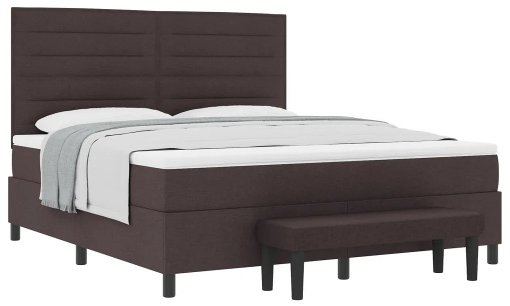 Boxspring ágy matraccal és padra sötétbarna 180x200 cm szövet