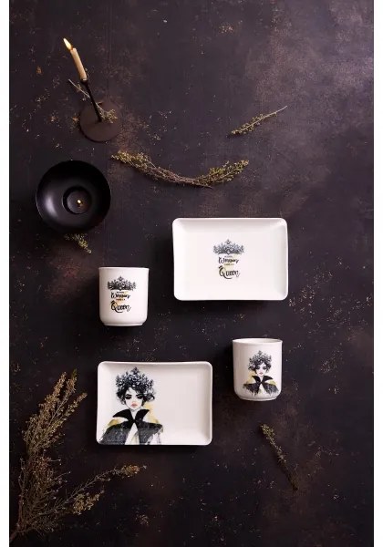 4 darabos étkészlet fekete/fehér/porcelán