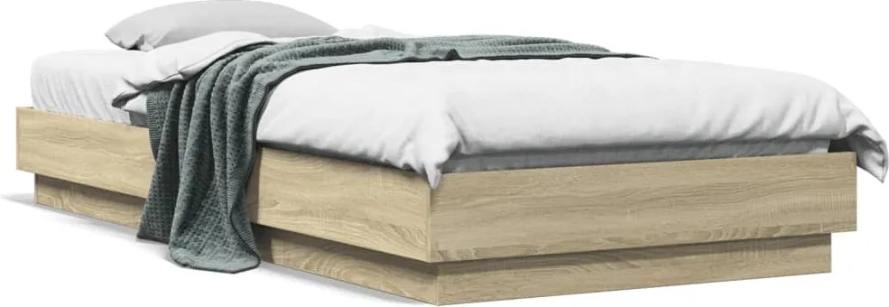 vidaXL sonoma tölgy színű szerelt fa ágykeret matrac nélkül 90x200 cm