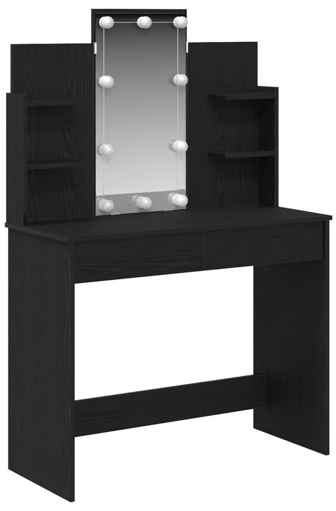 LED világításos Sminktükör Fekete Tölgy 96x40x142 cm