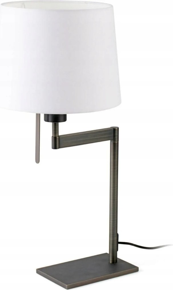Faro Artis bronz asztali lámpa, fehér textil henger, E27, 55 cm