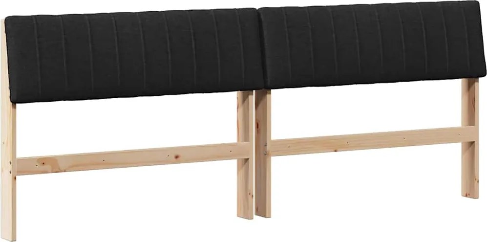 vidaXL Kárpitozott fejtámla Fekete 200 cm Tömör fenyőfa