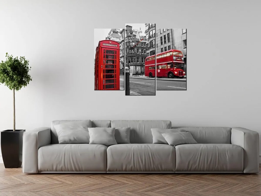 Gario Órás falikép Telefonfülke Londonban UK - 3 részes Méret: 80 x 40 cm
