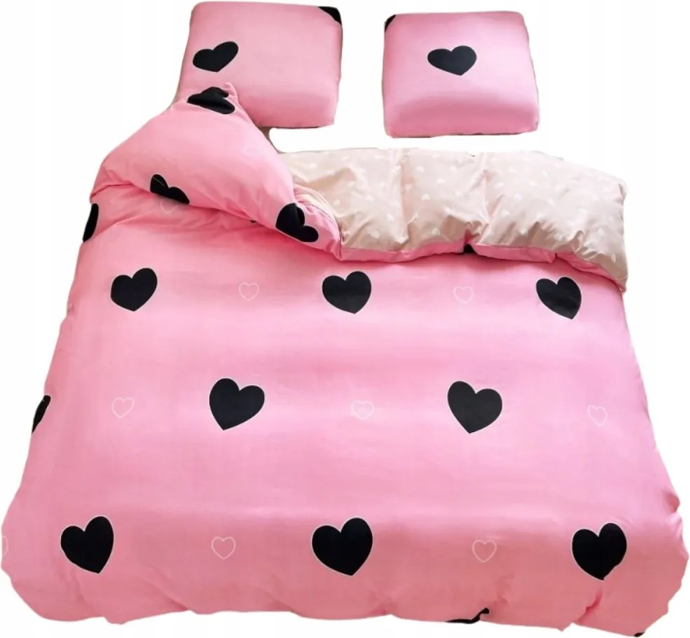 Ágyneműhuzat 200x220 Kétoldalas Pamut Szatén GierekHoff Szett 3 részes rózsaszín