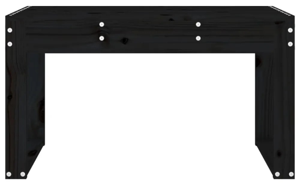 fekete tömör fenyőfa kerti pad 80x38x45 cm
