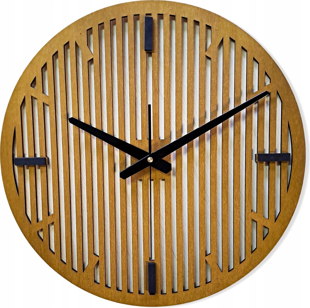 Nagy, Modern Falióra, Fa, Lamellák,loft,nappaliba, Csendes,tölgy