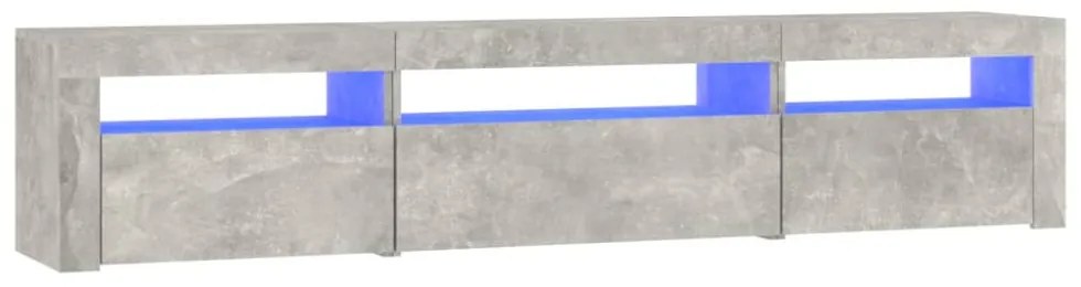 betonszürke TV-szekrény LED lámpákkal 195x35x40 cm