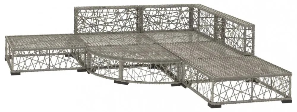 6-részes szürke polyrattan kerti bútorszett párnákkal