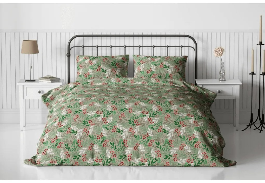 Flanel ágynemű PINEFLOR zöld Ágyneműhuzat mérete: 70 x 90 cm | 140 x 200 cm