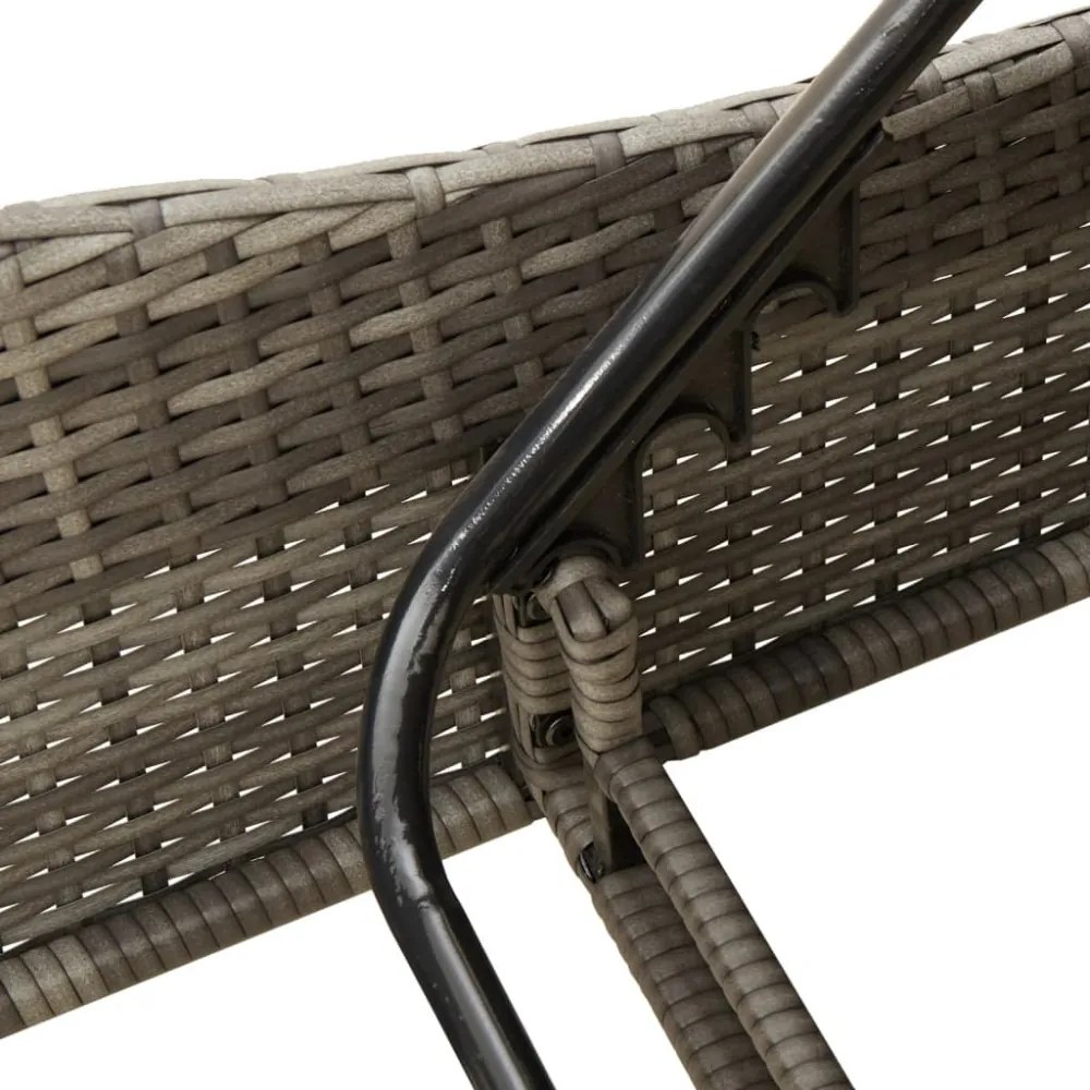 szürke polyrattan napozóágy párnával 60x205x73 cm