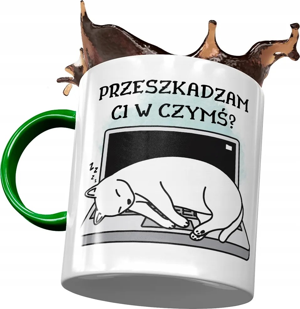 Zöld bögre cicával Aranyos ajándék fényképes nyomtatással