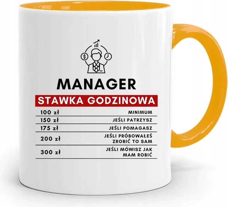 Menedzser Bögre Sárga Ajándék fényképes nyomtatással