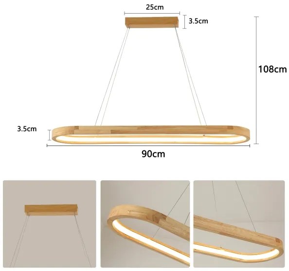 Brilagi - LED csillár kábelen UMEA WOOD LED/40W/230V 90x22 cm fa
