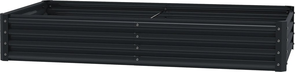 Outsunny Horganyzott Acél Emelt Virágtartó Városi Kert Növények, Virágok és Fű Növesztéséhez Nagy Téglalap Alakú Kültéri Virágtartó Nyitott Aljjal 180