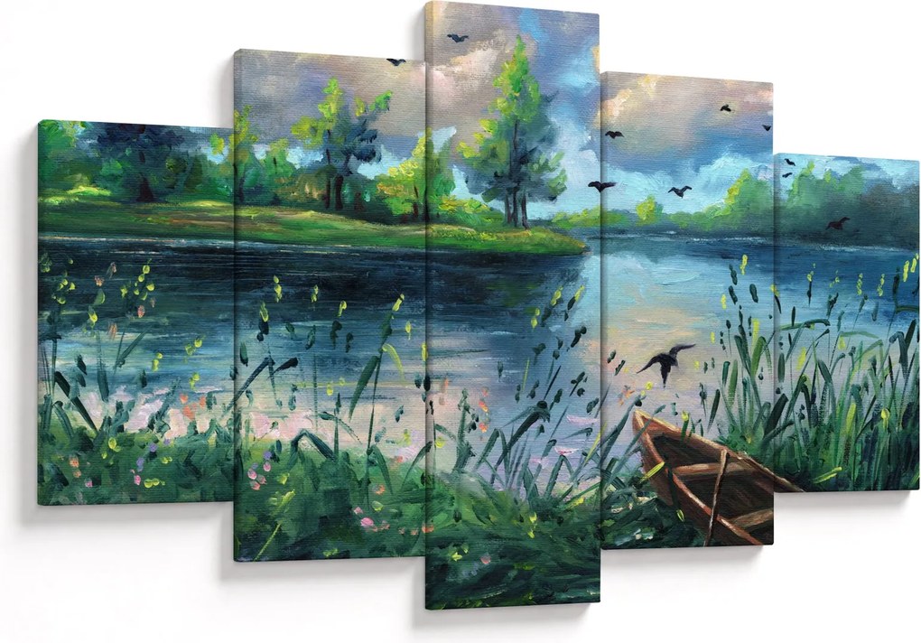 Kép - olajfestmény, Nyári este a tónál (150x105 cm)