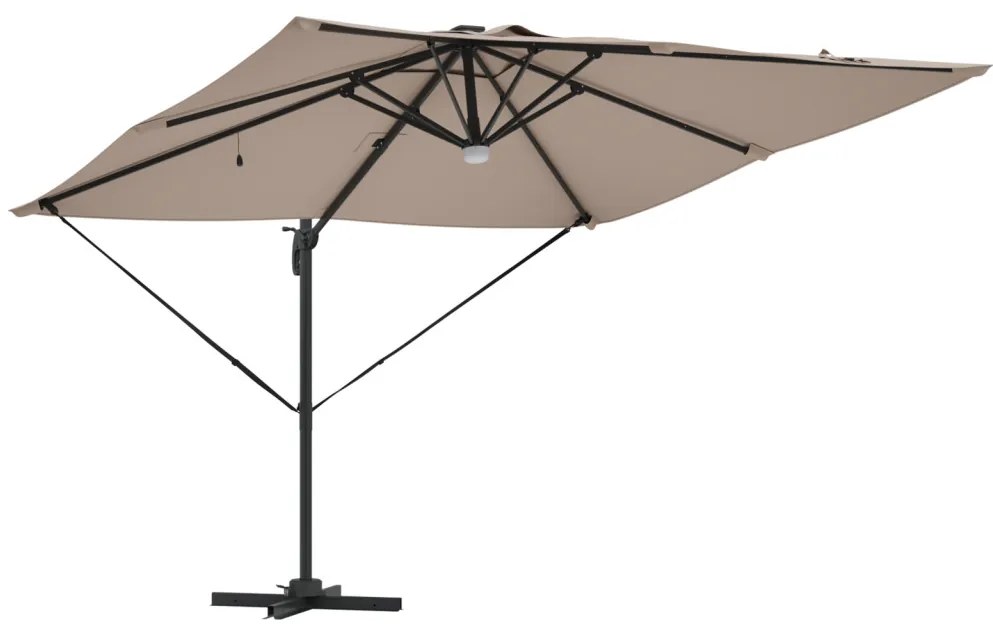 Konzolos Roma Napernyő LED-del Taupe 286x285x270 cm Alumínium