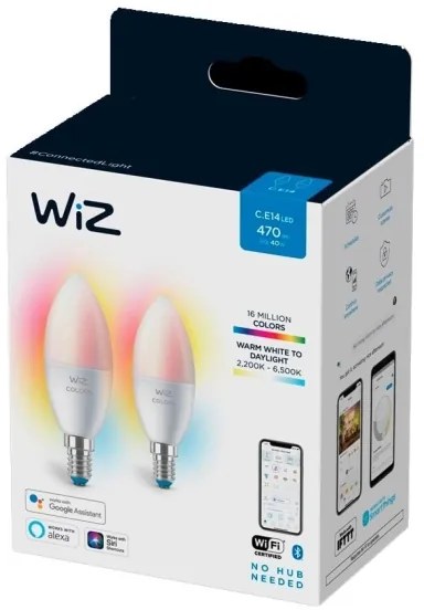 KÉSZLET 2x LED RGBW Dimmelhető izzó C37 E14/4,9W/230V 2200-6500K Wi-Fi - WiZ