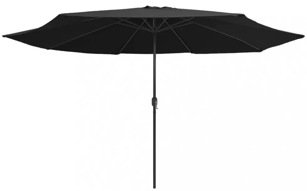 fekete kültéri napernyő fémrúddal 390 cm